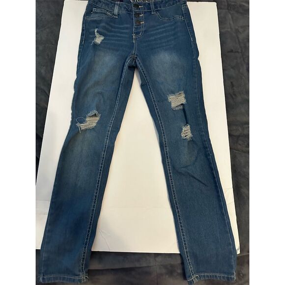 Vigoss Girl's Distressed Skinny Jeans Blue Size 10 Medium Wash - Picture 2 of 5